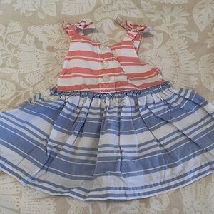Striped Pink and Blue Toddler Sundress with Button Front